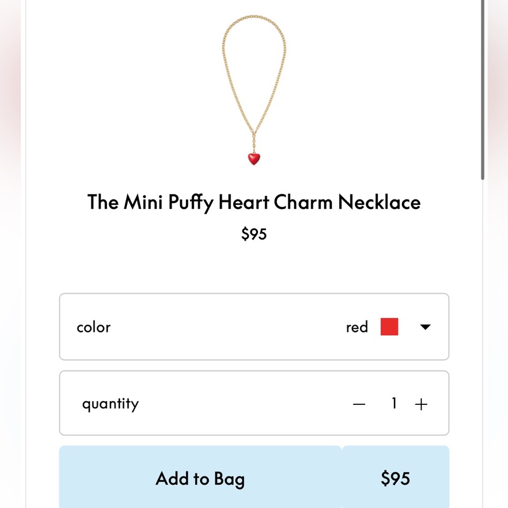 Roxanne Assoulin Gold Chain Necklace with Red Heart Pendant - Picture 2 of 3